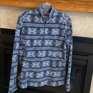 Eddie Bauer Blue Patterned Zip-Up Sweater